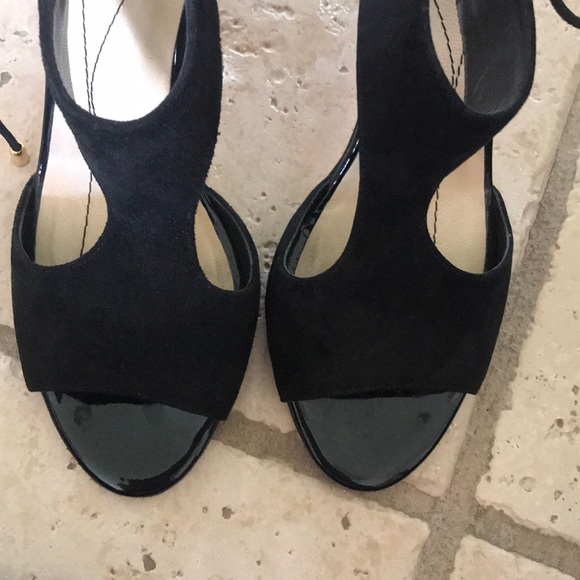 Kate Spade black lace up suede heels w gold detail - Picture 7 of 8